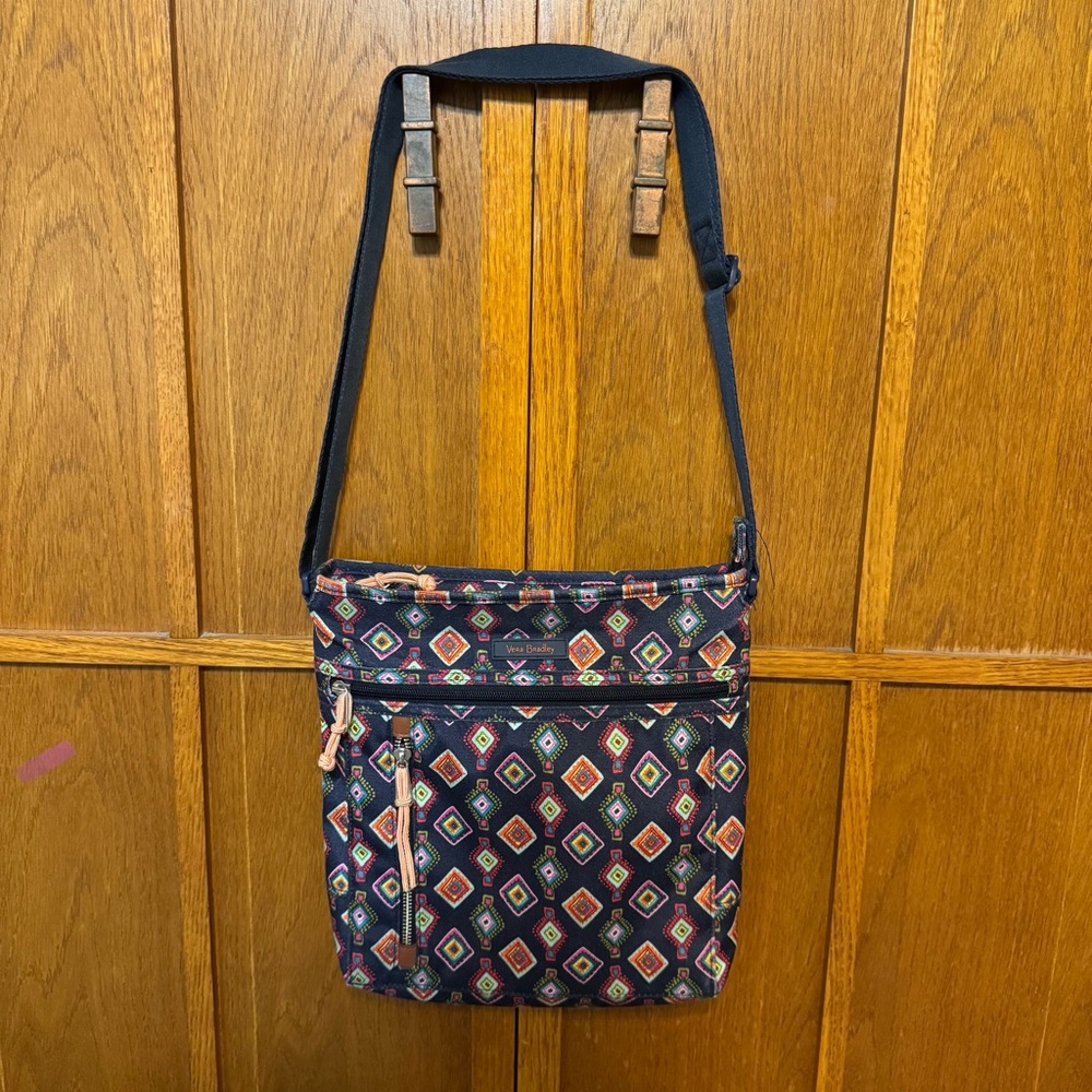 Vera Bradley Navy Crossbody with Multicolor Geometric Diamond Print